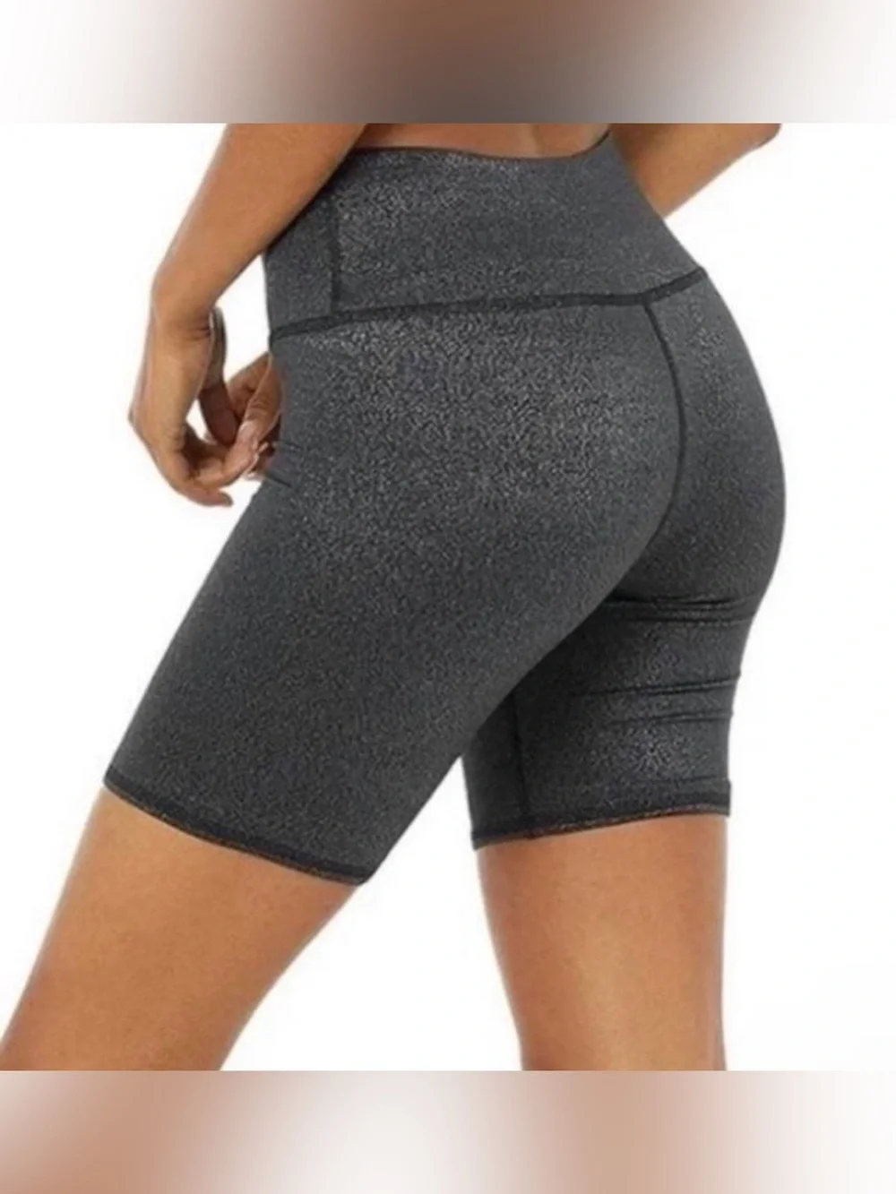 ALO Yoga Charcoal Glitter Tie High Waist Lace Up Bike Shorts